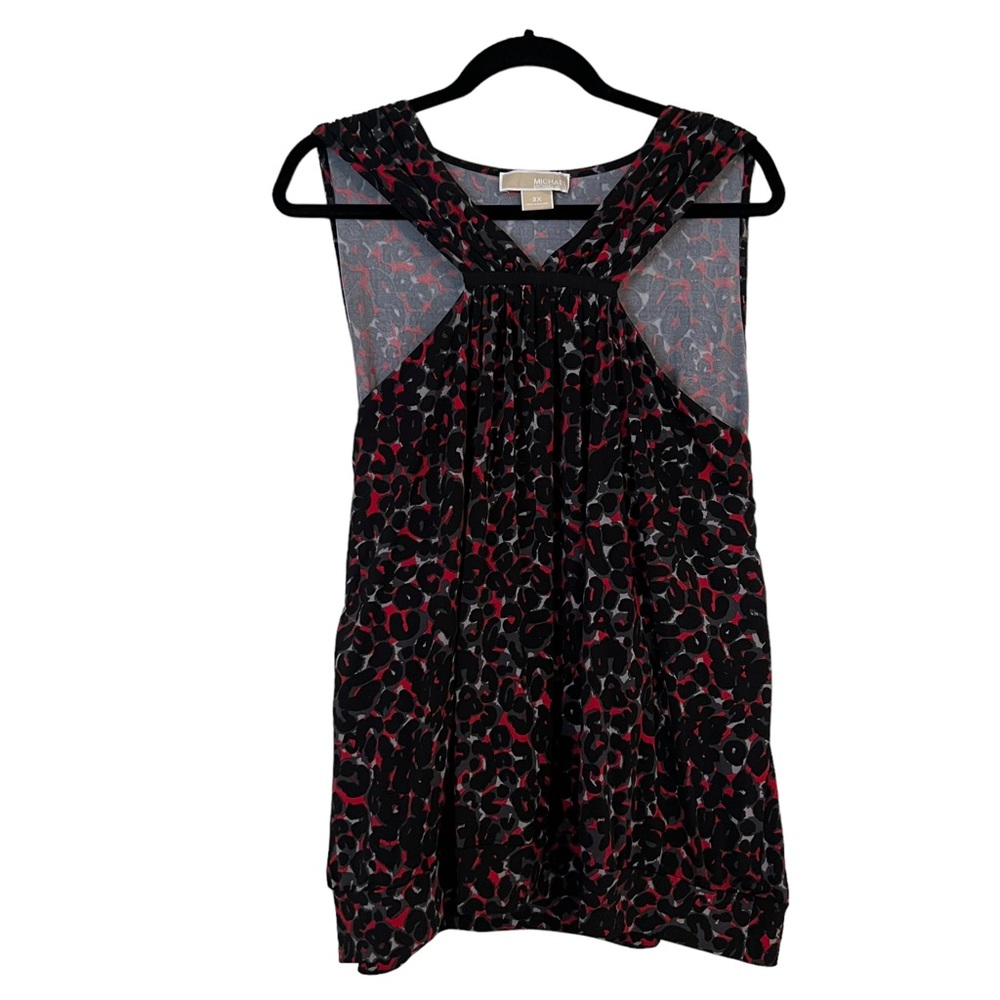 Michael Kors Animal-print Black Red Halter Neck Tank 3X